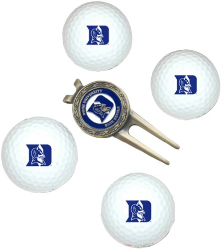 Duke Blue Devils Pack Of 4 Golf Balls And Divet Tool Gift Set From Team Golf