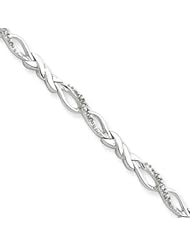 Diamond Twisted Loop Bracelet in Sterling Silver -7 inch
