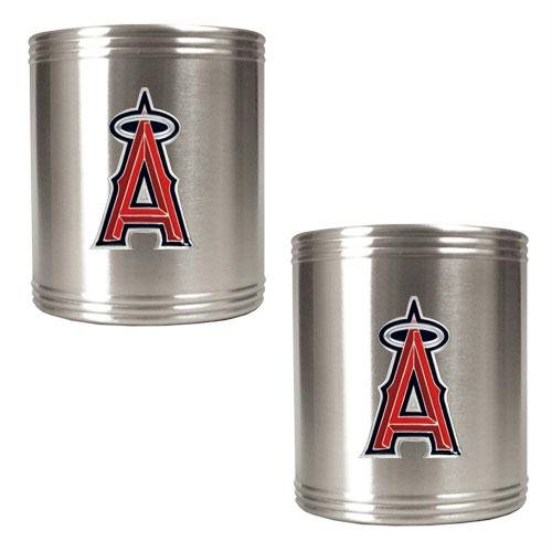 MLB Los Angeles Angels Two Piece Stainless Steel Can Holder Set- Primary Logo