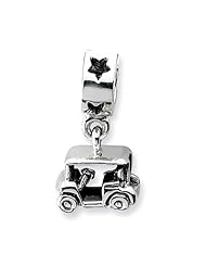 Sterling Silver s Golf Cart Dangle Bead by Reflection Beads, Best Quality Free Gift Box Satisfaction Guaranteed
