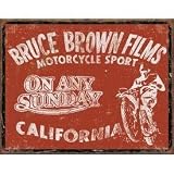 BRUCE BROWN FILMS TIN SIGN MOTORCYCLE SPORT ON ANY SUNDAY CALIFORNIA