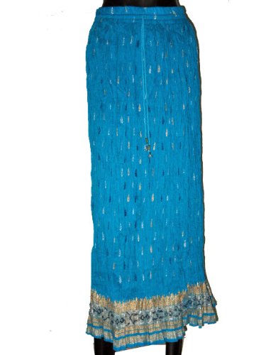 Designer Skirts Floral Ball Blue Womens Long Bohemian Gypsy for Women 38 Inch