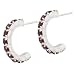Sterling Silver Dark Red Studded Crescent Hoop Earrings