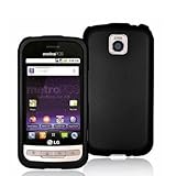 Black Rubberized Snap-On Hard Skin Case Cover for LG Optimus M MS690 Metro- ....