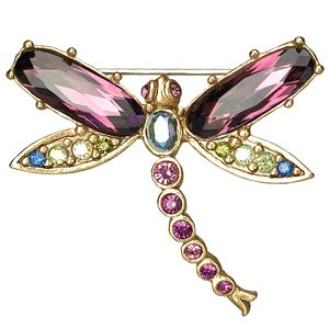 Jay Strongwater Amethyst Dragonfly Pin by