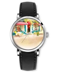SPRAWL Aanalog Fashion Series Silver Ladies Watches of Genuine Black Leather Strap,Unique Wrist Watch for Women Girls Designed with Cafeteria