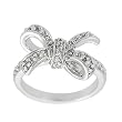 White Cubic Zirconia Bow Ring Rhodium Plated Brass Lead Free