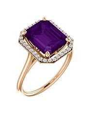 14K Rose Gold 10.00x8.00mm Emerald Cut Chatham Created Alexandrite and Diamond Halo-Style Ring -- LIFETIME WARRANTY