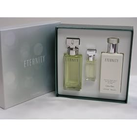 Eternity By Calvin Klein Womens Gift Set Value $111.00 Edp Spray 3.4 Oz.+ Edp Spray .5 Oz.+body Lotion 6.7 Oz