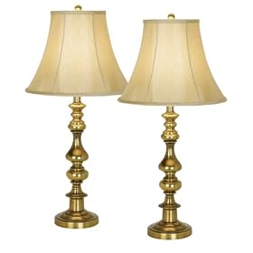 Set of Two Bakarat Brass Candlestick Table Lamps by Bakarat
