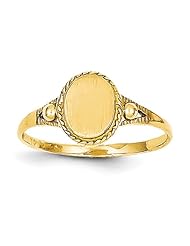 14k Childs Fancy Signet Ring - Size 6 - JewelryWeb