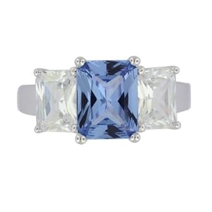 Buy Platinum Overlay Sterling Silver Cubic Zirconia Emerald-Cut Three-Stone Ring by Amazon.com Collection