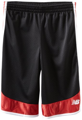 New Balance Boys 8-20 Athletic Short, Black/Red/White, 14/16 On Sale