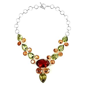 Pugster Chunky Bubble Peridot Green Topaz Yellow Bib Statement Water Drop Necklace Fashion Jewelry For Women