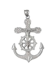 Clevereves 14K White Gold Pendant Mariner Cross 10.3 - Gram(s)