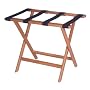 Oak Luggage Rack with Tan Webbing, Light Oak Finish