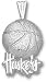 Nebraska Cornhuskers Solid Sterling Silver ''HUSKERS'' Basketball Pendant