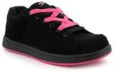 Search : Womens Black Lace Up Skate Style Trainers - Black/Fuschia - UK 3-8