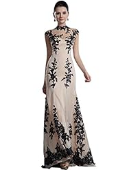 Natural   Waistline Floor Length Chiffon Mermaid High-Neck Illusion Applique Lace Prom Dress 