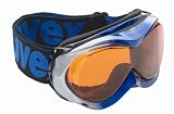 UVEX Hurricane Optic Over-the-Glasses Junior Ski Goggle,Silver and Blue Frame with Single Gold Lens