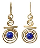 Gold plated lapis lazuli dangle earrings, 'Follow the Dream'