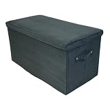 Seat Pad Folding Storage Bench. Micro suede cover - Black