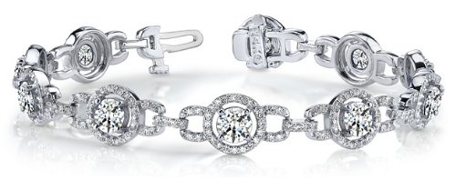 14k White Gold, Stylish Circles Diamond Bracelet, 9.31 ct. (Color: GH, Clarity: SI1)
