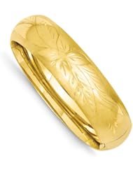 14k 11/16 Florentine Engraved Hinged Bangle Bracelet, Best Quality Free Gift Box Satisfaction Guaranteed