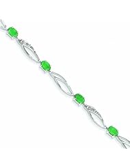 Genuine 14K White Gold White Gold With Diamond And Emerald Gemstone Bracelet 5 Grams Of Gold 100% Satisfaction Guaranteed.