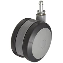 RWM Casters TwinWheel Stem Caster, Swivel, Grip Ring Stem, Polyurethane Wheel, 220 lbs Capacity, 4" Wheel Dia, 1-1/4" Wheel Width, 4-7/16" Mount Height, 7/16" Stem Dia, 1" Stem Height