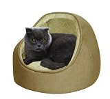 JLA Pets Hooded Snuggler 17-Inch Cat Bed, Sand