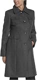 Kenneth Cole Reaction Women's Melton Wool Military Coat,Gravel,6