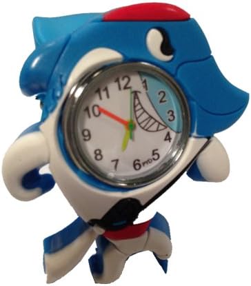 Cute 3d Cartoon Sea Animal Watch Children's Rubber Snap-on Slap Cuff Watch Gifts Idea (Blue Fish)