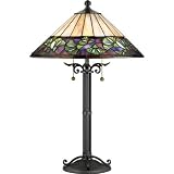 Quoizel TF709TBK Vintage Ginkgo 25 Inch Tiffany 2 Light Table Lamp with 240 Pieces of Tiffany Glass, Black Copper 41v607XWxtL. SL160 Quoizel TF709TBK Vintage Ginkgo 25 Inch Tiffany 2 Light Table Lamp with 240 Pieces of Tiffany Glass, Black Copper