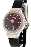 Hublot Elegant Women's Watch with Diamond Numbers and unique maroon dial, date at 3 O'Clock