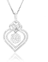 1.40ct tw Diamond Heart with Cluster Pendant set in 18k White Gold