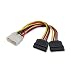 Molex 4 Pin to 2 x 15 Pin SATA Power Cable for IDE to Serial ATA SATA Hard Drive Power Cable Adapter