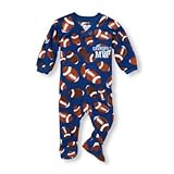 THE CHILDREN'S PLACE(ザ・チルドレンズプレイス) フットボールプリントブランケットスリープ インク ロンパース長袖 6～9ヶ月【並行輸入】