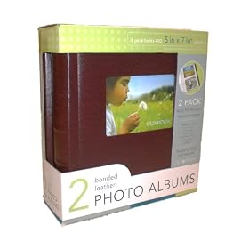 2 x Brown Bonded Leather 7x5 Photo Albums - Hold 200 photos each!