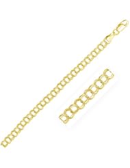5.0 mm 14K Yellow Gold Solid Double Link Charm Bracelet