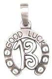 Lucky 13 Horseshoe Good Luck Pewter Pendant Necklace