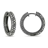 Sterling Silver Black Diamond Hoop Earrings, (.5 cttw, H-I Color, I3 Clarity)