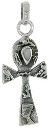 Sterling Silver 15/16" (24 mm) Ankh Pendant w/ Mother of pearl