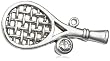 Sterling Silver Diamond Tennis Racket Charm (1/10 cttw)