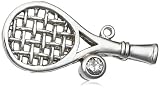 Sterling Silver Diamond Tennis Racket Charm (1/10 cttw)
