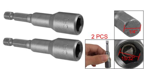 2Pcs 1/4 Shank 12mm Magnetic Socket Spanner Hex Nut Driver Bit Tool