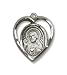 Sterling Silver Scapular Medal Pendant Sacred Heart of Jesus Christ God Lady of Mount Carmel with 18