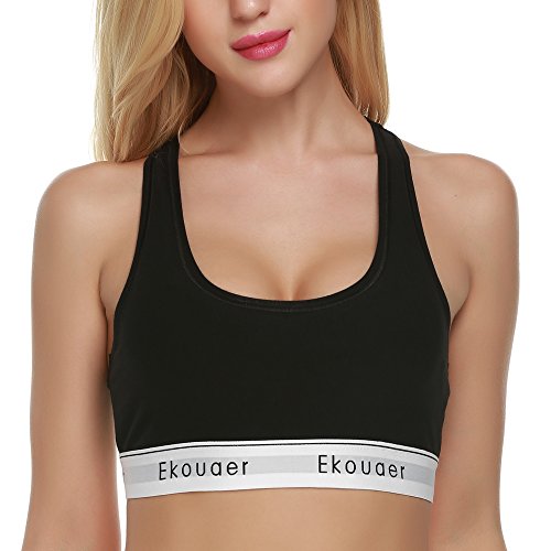 Ekouaer Bralette Women's Comfort Modern Cotton Wirefree Racerback Bra S-XL