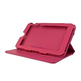 EVECase Hot Pink Premium Leather Multi-Angle Rotating Folio Cover Case with Built-in Stand Universal Neck Strap Lanyard for Toshiba Thrive 101-inch Android Tablet on sale
