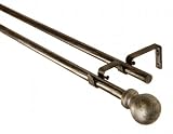 BCL Drapery Hardware, Classic Ball Double Curtain Rod, Antique Silver Finish, 28-inch to 48-inch